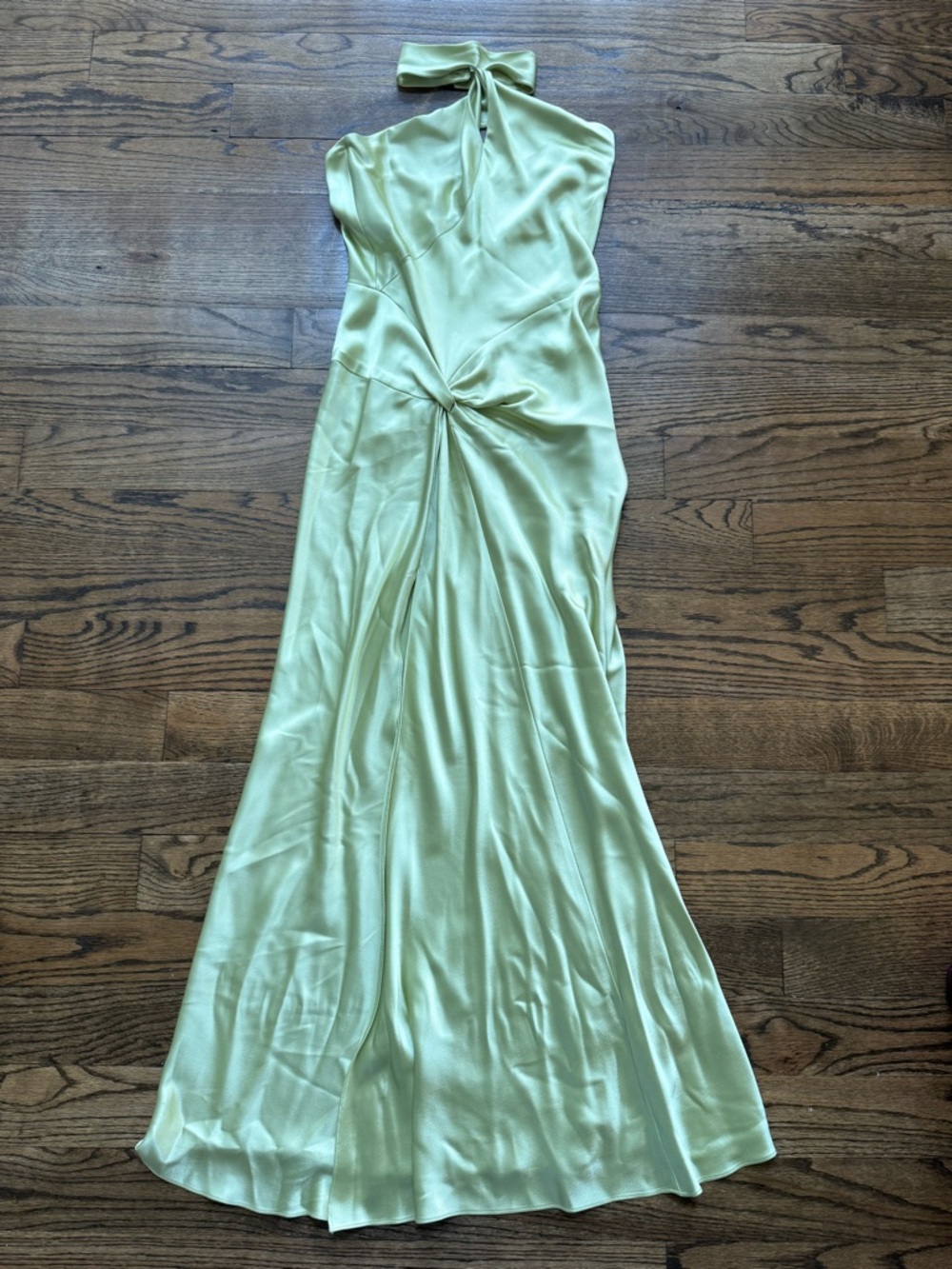 Carmen Marc Valvo x ABS Halter Silk Satin Gown Green Size 4